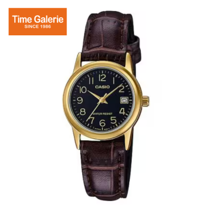 Casio General LTP-V002GL-1B Dark Brown Leather Band Women Watch