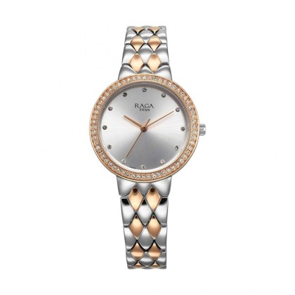 Titan Raga Showstopper 95282KM01 Silver Dial Metal Strap Quartz Women's Watch Titan Raga Showstopper 95282KM01 Silver Dial Metal Strap Quartz Women's Watch