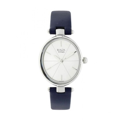Titan Raga Viva 2579SL01 Silver Dial Leather Strap Quartz Women Watch 