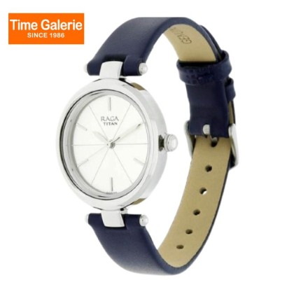 Titan Raga Viva 2579SL01 Silver Dial Leather Strap Quartz Women Watch 