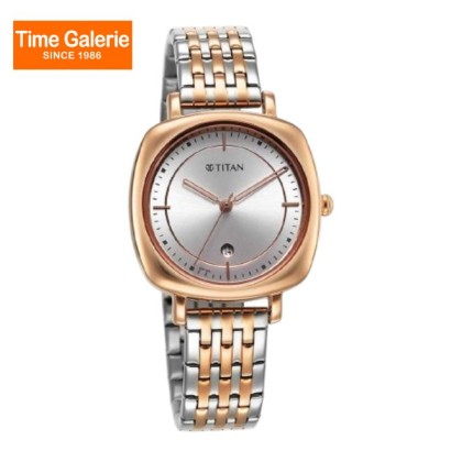 Titan Shaped Case 2730KM01 Silver Dial Metal Strap Quartz Women's Watch 