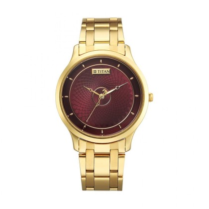 Titan Tet 1825YM09 Red Dial Stainless Steel Strap Men's Watch Titan Tet 1825YM09 Red Dial Stainless Steel Strap Men's Watch