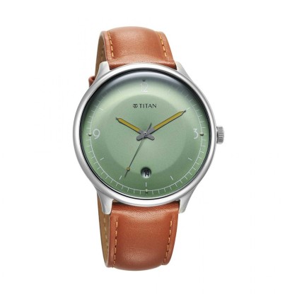 Titan Timeless Treasures 10023SL01 Green Dial Leather Strap Quartz Men Watch Titan Timeless Treasures 10023SL01 Green Dial Leather Strap Quartz Men Watch