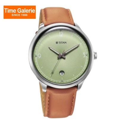 Titan Timeless Treasures 10023SL01 Green Dial Leather Strap Quartz Men Watch Titan Timeless Treasures 10023SL01 Green Dial Leather Strap Quartz Men Watch