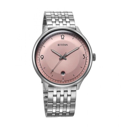 Titan Timeless Treasures 10023SM01 Pink Dial Stainless Steel Strap Quartz Men Watch Titan Timeless Treasures 10023SM01 Pink Dial Stainless Steel Strap Quartz Men Watch