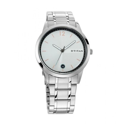 Titan Workwear 1806SM01 White Dial Stainless Steel Strap Quartz Men Watch Titan Workwear 1806SM01 White Dial Stainless Steel Strap Quartz Men Watch
