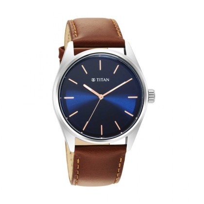 Titan Workwear 1866SL01 Blue Dial Leather Strap Quartz Men's Watch Titan Workwear 1866SL01 Blue Dial Leather Strap Quartz Men's Watch