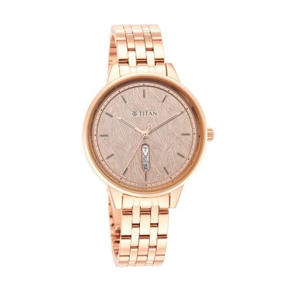 Titan Workwear 2648WM01 Rose Gold Dial Stainless Steel Strap Quartz Women's Watch Titan Workwear 2648WM01 Rose Gold Dial Stainless Steel Strap Quartz Women's Watch