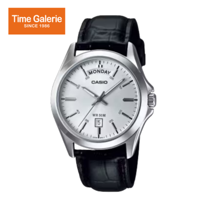 Casio General MTP-1370L-7AVDF Silver Dial Leather Strap Men Watch Casio General MTP-1370L-7AVDF Silver Dial Leather Strap Men Watch