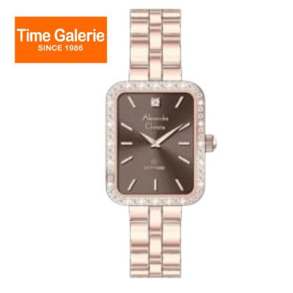 Alexandre Christie ALCW2B71LHBRGBO Brown Dial Rose Gold Strap Women Watch