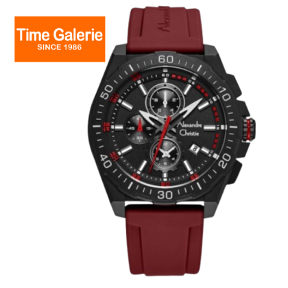 Alexandre Christie ALCW6689MCRIPBARE Black Dial Red Silicone Strap Analog Men Watch