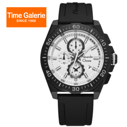 Alexandre Christie ALCW6689MCRIPSL White Dial Black Silicone Strap Analog Men Watch Alexandre Christie ALCW6689MCRIPSL White Dial Black Silicone Strap Analog Men Watch