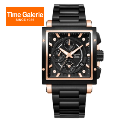 Alexandre Christie ALCW6182GCBBRBA Black Dial Black Stainless Steel Bracelet Analog Men Watch