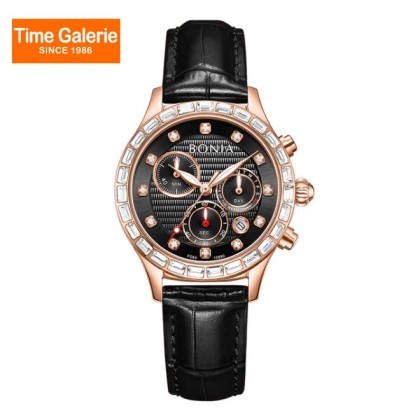 Bonia Contemporary BNB10890-2537S Black Leather Strap Women Watch Bonia Contemporary BNB10890-2537S Black Leather Strap Women Watch