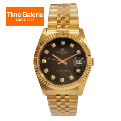 ROSCANI ROSW497593 35MM Black Dial Gold Stainless Steel Strap Analog Men Watch