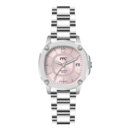 Paris Polo Club PPC-EF25-SL-PK Solid Steel Band Women Watch