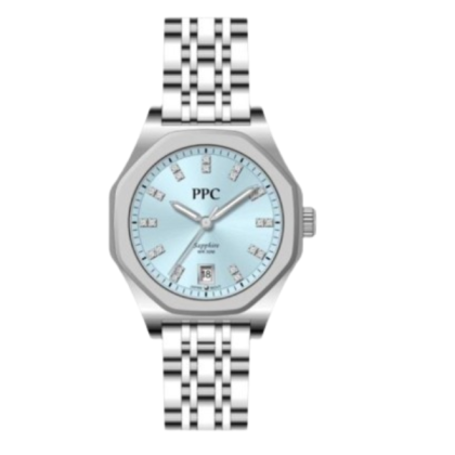 Paris Polo Club PPC-EF26-SL-BU Crystal Hour Markers Stainless Steel Women Watch