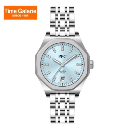 Paris Polo Club PPC-EF26-SL-BU Crystal Hour Markers Stainless Steel Women Watch