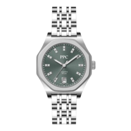 Paris Polo Club PPC-EF26-SL-GN Crystal Hour Markers Stainless Steel Women Watch Paris Polo Club PPC-EF26-SL-GN Crystal Hour Markers Stainless Steel Women Watch