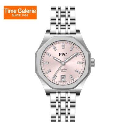 Paris Polo Club PPC-EF26-SL-PK Crystal Hour Markers Stainless Steel Women Watch
