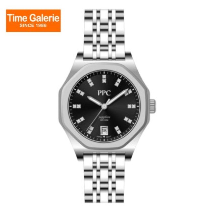 Paris Polo Club PPC-EF26-SL-BK Crystal Hour Markers Stainless Steel Women Watch Paris Polo Club PPC-EF26-SL-BK Crystal Hour Markers Stainless Steel Women Watch