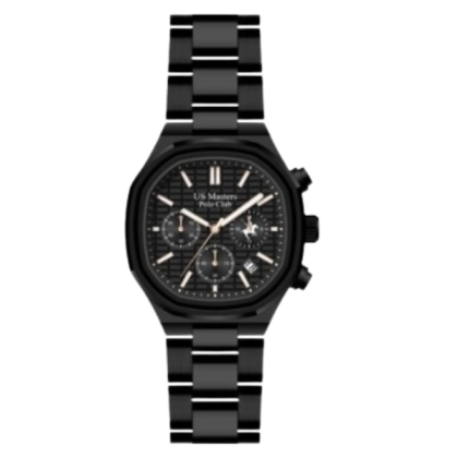 U.S Master Polo Club USM-EF02-BK-BK Textured Dial with Diamond Pattern Men Watch 