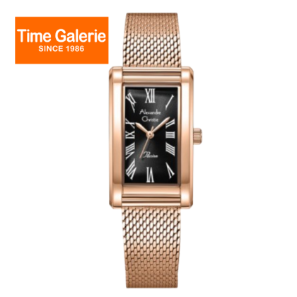 Alexandre Christie ALCW2B94LHBRGBA Black Dial Rose Gold Stainless Steel Strap Analog Women Watch