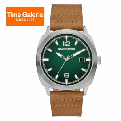 Skechers SR5274 Hewes Three-Hand Date Green Dial Brown Leather Analog Men Watch