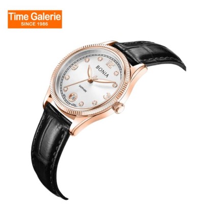Bonia Elegance BNB10844-2515 Black Leather Strap Women Watch Bonia Elegance BNB10844-2515 Black Leather Strap Women Watch
