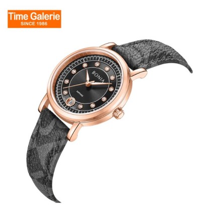 Bonia Elegance BNB10875-2532 Black Leather Strap Women Watch