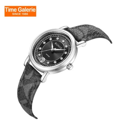 Bonia Elegance BNB10875-2332 Black Leather Strap Women Watch
