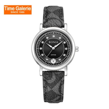 Bonia Elegance BNB10875-2332 Black Leather Strap Women Watch
