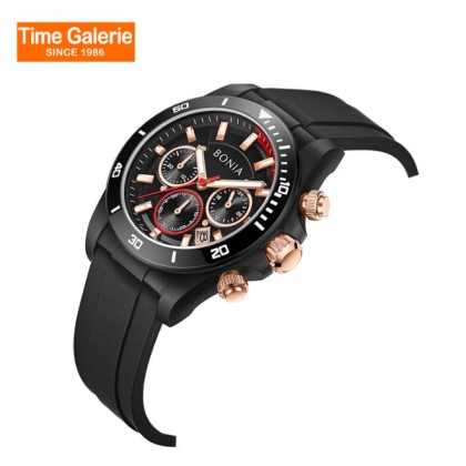 Bonia Chronograph BNB10882-1932C Black Silicone Strap Men Watch Bonia Chronograph BNB10882-1932C Black Silicone Strap Men Watch