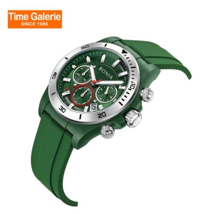 Bonia Chronograph BNB10882-1992C Green Silicone Strap Men Watch Bonia Chronograph BNB10882-1992C Green Silicone Strap Men Watch