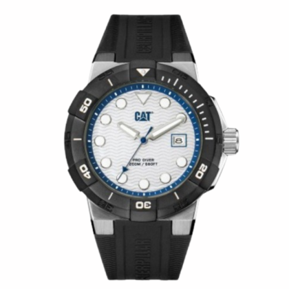 CAT SHOCK DIVER SI-141-21-222 Black Silicone Band 20 ATM 45MM Analog Watch CAT SHOCK DIVER SI-141-21-222 Black Silicone Band 20 ATM 45MM Analog Watch