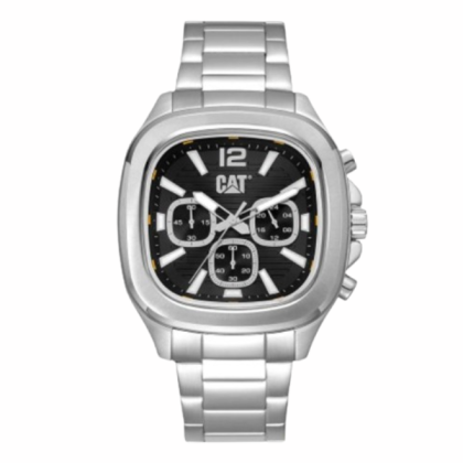 CAT AXIS CHRONO AV-143-11-131 Black Dial Silver Stainless Steel 10 ATM 44MM Analog Men Watch CAT AXIS CHRONO AV-143-11-131 Black Dial Silver Stainless Steel 10 ATM 44MM Analog Men Watch