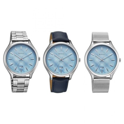 Titan Classique Palette 10033SL01 Blue Dial Interchangeable Straps Quartz Men Analog Watch Titan Classique Palette 10033SL01 Blue Dial Interchangeable Straps Quartz Men Analog Watch