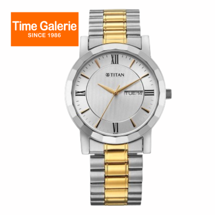 Titan Quartz 1644BM03 Silver Dial Stainless Steel Strap Quartz Analog Men Watch