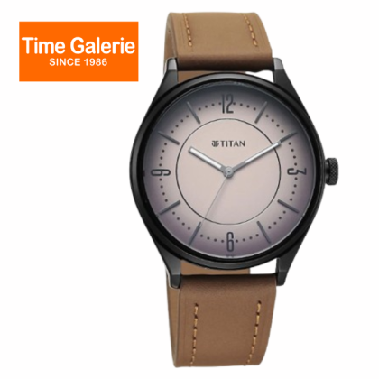 Titan Neo Basic 1802NL03 Biege Dial Leather Strap Quartz Analog Men Watch