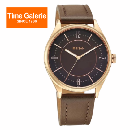Titan Neo Basic 1802WL03 Brown Dial Leather Strap Quartz Analog Men Watch