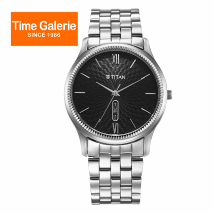 Titan Quartz 1824SM01 Black Dial Stainless Steel Strap Quartz Analog Men Watch