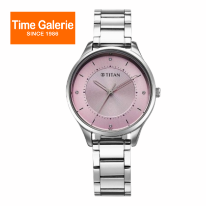 Titan Quartz 2649SM07 Pink Dial Stainless Steel Strap Analog Women Watch