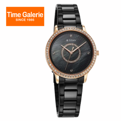 Titan Glamour 95314KM01 Black Dial Stainless Steel Strap Quartz Analog Women Watch Titan Glamour 95314KM01 Black Dial Stainless Steel Strap Quartz Analog Women Watch