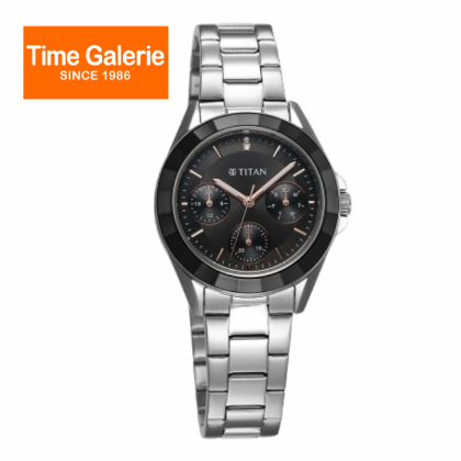 Titan Glamour 95315KM01 Black Dial Stainless Steel Strap Quartz Analog Women Watch Titan Glamour 95315KM01 Black Dial Stainless Steel Strap Quartz Analog Women Watch