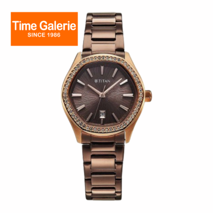 Titan Glamour 95326KM02 Brown Dial Stainless Steel Strap Quartz Analog Women Watch Titan Glamour 95326KM02 Brown Dial Stainless Steel Strap Quartz Analog Women Watch