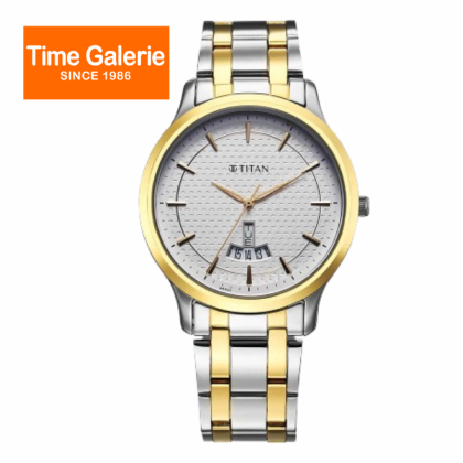 Titan Quartz 1825BM02 White Dial Metal Strap Analog Men Watch Titan Quartz 1825BM02 White Dial Metal Strap Analog Men Watch