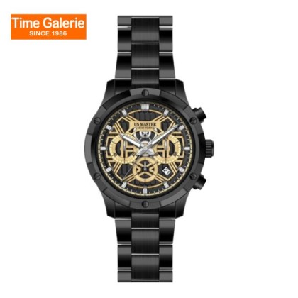 U.S Master Polo Club USM-EK05-BK-GD Butterfly Clasp & Metal Bracelet Men Watch U.S Master Polo Club USM-EK05-BK-GD Butterfly Clasp & Metal Bracelet Men Watch