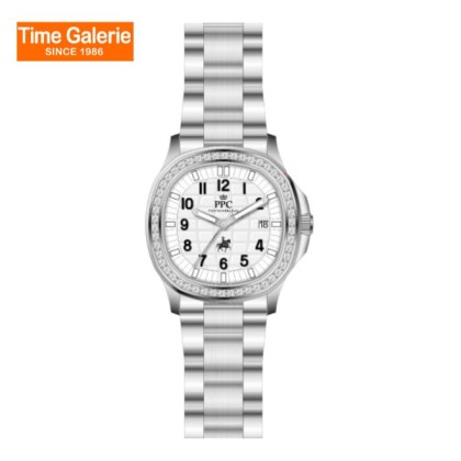 Paris Polo Club PPC-EJ03-SL-WE Crystal-Embellished Bezel Women Watch Paris Polo Club PPC-EJ03-SL-WE Crystal-Embellished Bezel Women Watch