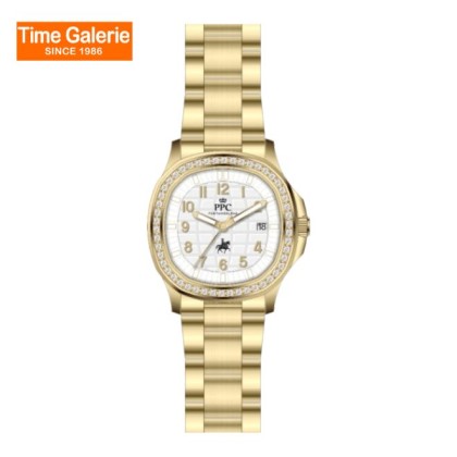 Paris Polo Club PPC-EJ03-GD-WE Crystal-Embellished Bezel Women Watch Paris Polo Club PPC-EJ03-GD-WE Crystal-Embellished Bezel Women Watch