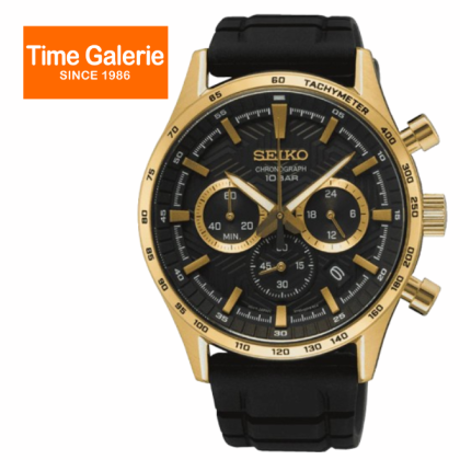 SEIKO SSB446P1 QUARTZ BLACK DIAL BLACK SILICONE STRAP MEN WATCH SEIKO SSB446P1 QUARTZ BLACK DIAL BLACK SILICONE STRAP MEN WATCH
